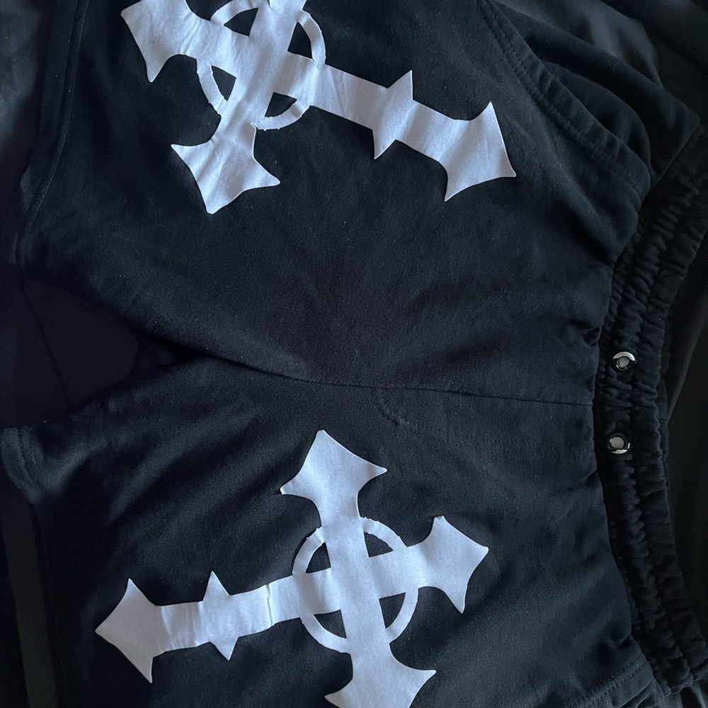 Black Shorts 777 Pocket with White Cross Design
